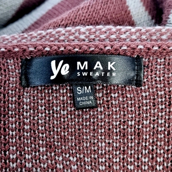 YeMak Sweater Wmns Tribal Boho Cardigan Slouchy Coat Long Sleeve Burgundy SzS/M - Picture 7 of 12